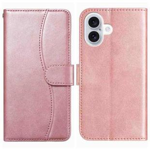 For iPhone 17 Dual-Folded S-shape Leather Phone Case(Rose Gold)