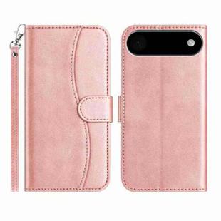 For iPhone 17 Air Dual-Folded S-shape Leather Phone Case(Rose Gold)