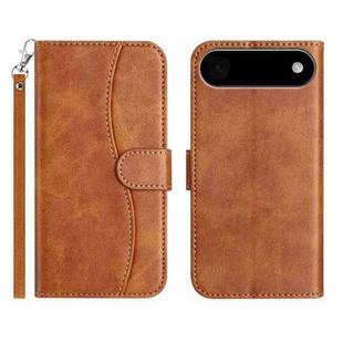For iPhone 17 Air Dual-Folded S-shape Leather Phone Case(Brown)