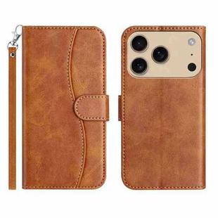 For iPhone 17 Pro Max Dual-Folded S-shape Leather Phone Case(Brown)