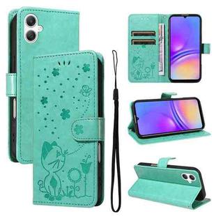 For Samsung Galaxy A07 5G Cat and Bee Embossed Flip Leather Phone Case(Green)