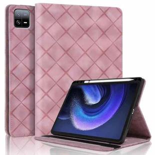 For Xiaomi Pad 6 / 6 Pro Rhombus Embossing Leather Tablet Case(Pink)