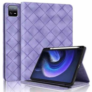 For Xiaomi Pad 6 / 6 Pro Rhombus Embossing Leather Tablet Case(Purple)