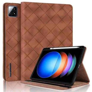 For Xiaomi Pad 6S Pro 12.4 Rhombus Embossing Leather Tablet Case(Brown)