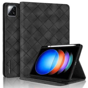 For Xiaomi Pad 6S Pro 12.4 Rhombus Embossing Leather Tablet Case(Black)