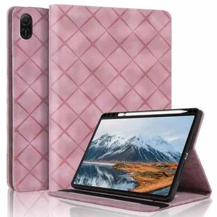 For Honor Pad X9 2023 / X8 Pro Rhombus Embossing Leather Tablet Case(Pink)