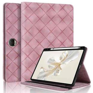 For Honor Pad 9 12.1 2023 Rhombus Embossing Leather Tablet Case(Pink)