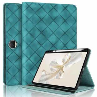 For Honor Pad 9 12.1 2023 Rhombus Embossing Leather Tablet Case(Green)