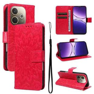 For OPPO A5 Pro 5G Global Embossed Sunflower Pattern Flip Leather Phone Case(Red)