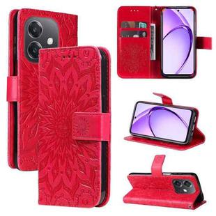 For OPPO A5x 5G Global Embossed Sunflower Pattern Flip Leather Phone Case(Red)