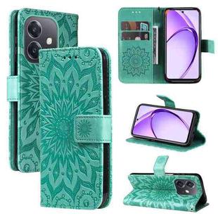 For OPPO A5x 5G Global Embossed Sunflower Pattern Flip Leather Phone Case(Green)