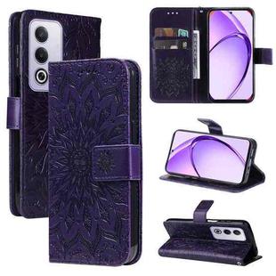For OPPO K12x 5G Global Embossed Sunflower Pattern Flip Leather Phone Case(Purple)