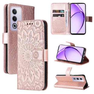 For OPPO K12x 5G Global Embossed Sunflower Pattern Flip Leather Phone Case(Rose Gold)