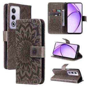 For OPPO K12x 5G Global Embossed Sunflower Pattern Flip Leather Phone Case(Grey)