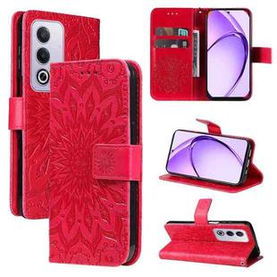 For OPPO K12x 5G Global Embossed Sunflower Pattern Flip Leather Phone Case(Red)