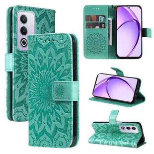 For OPPO K12x 5G Global Embossed Sunflower Pattern Flip Leather Phone Case(Green)