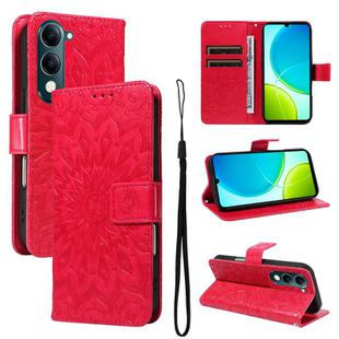 For vivo Y29S 5G / Y04 Embossed Sunflower Pattern Flip Leather Phone Case(Red)
