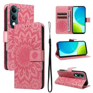 For vivo Y29S 5G / Y04 Embossed Sunflower Pattern Flip Leather Phone Case(Pink)