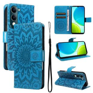 For vivo Y29S 5G / Y04 Embossed Sunflower Pattern Flip Leather Phone Case(Blue)