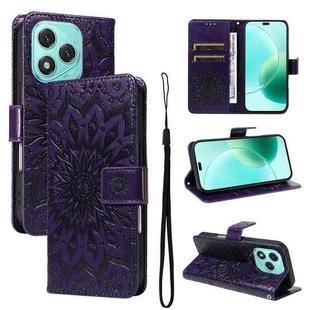 For Honor 400 Lite Embossed Sunflower Pattern Flip Leather Phone Case(Purple)