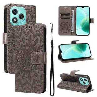 For Honor 400 Lite Embossed Sunflower Pattern Flip Leather Phone Case(Grey)