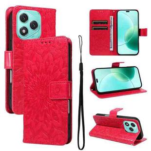 For Honor 400 Lite Embossed Sunflower Pattern Flip Leather Phone Case(Red)