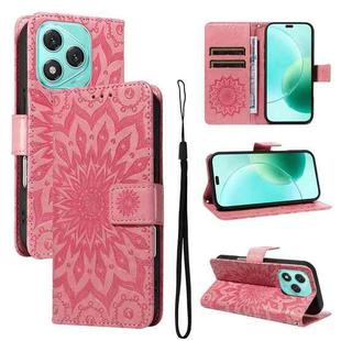 For Honor 400 Lite Embossed Sunflower Pattern Flip Leather Phone Case(Pink)
