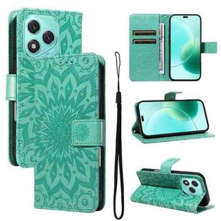 For Honor 400 Lite Embossed Sunflower Pattern Flip Leather Phone Case(Green)