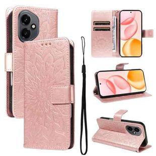 For Honor 400 Global 156.5mm Embossed Sunflower Pattern Flip Leather Phone Case(Rose Gold)