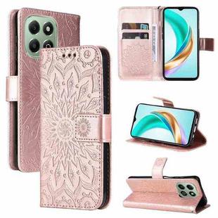 For Honor X6c / X6b / X6a / X5b Embossed Sunflower Pattern Flip Leather Phone Case(Rose Gold)