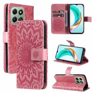 For Honor X6c / X6b / X6a / X5b Embossed Sunflower Pattern Flip Leather Phone Case(Pink)