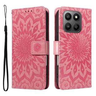 For Honor 400 Smart 5G Embossed Sunflower Pattern Flip Leather Phone Case(Pink)