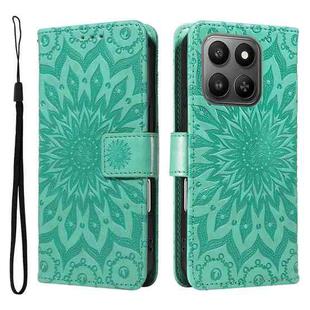 For Honor 400 Smart 5G Embossed Sunflower Pattern Flip Leather Phone Case(Green)