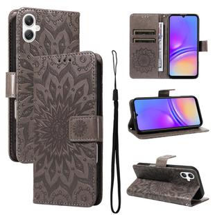 For Samsung Galaxy A06 5G / 4G Embossed Sunflower Pattern Flip Leather Phone Case(Grey)