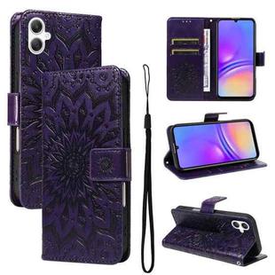 For Samsung Galaxy A07 5G Embossed Sunflower Pattern Flip Leather Phone Case(Purple)