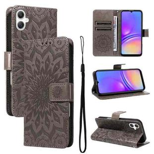 For Samsung Galaxy A07 5G Embossed Sunflower Pattern Flip Leather Phone Case(Grey)