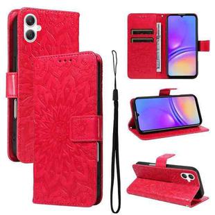 For Samsung Galaxy A07 5G Embossed Sunflower Pattern Flip Leather Phone Case(Red)