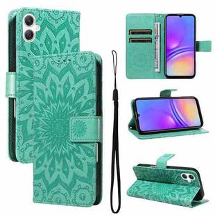 For Samsung Galaxy A07 5G Embossed Sunflower Pattern Flip Leather Phone Case(Green)