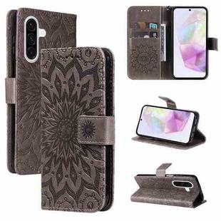 For Samsung Galaxy A36 5G / M56 5G Embossed Sunflower Pattern Flip Leather Phone Case(Grey)