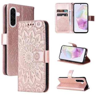 For Samsung Galaxy A56 5G Embossed Sunflower Pattern Flip Leather Phone Case(Rose Gold)