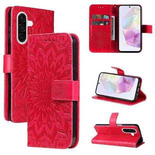 For Samsung Galaxy A56 5G Embossed Sunflower Pattern Flip Leather Phone Case(Red)