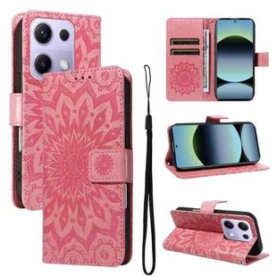 For Xiaomi Poco M6 Pro 4G Global Embossed Sunflower Pattern Flip Leather Phone Case(Pink)