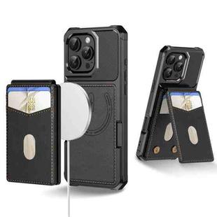 For iPhone 16 Pro Max 2-in-1 Magnetic Wallet MagSafe Leather Back Phone Case(Black)