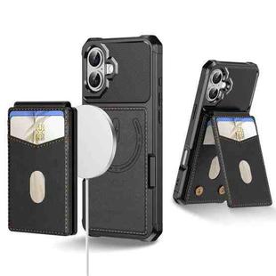 For iPhone 16 2-in-1 Magnetic Wallet MagSafe Leather Back Phone Case(Black)