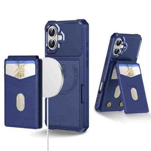 For iPhone 16 2-in-1 Magnetic Wallet MagSafe Leather Back Phone Case(Blue)