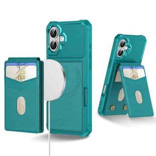 For iPhone 16 2-in-1 Magnetic Wallet MagSafe Leather Back Phone Case(Green)