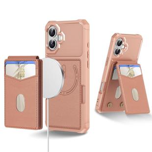 For iPhone 16 2-in-1 Magnetic Wallet MagSafe Leather Back Phone Case(Pink)