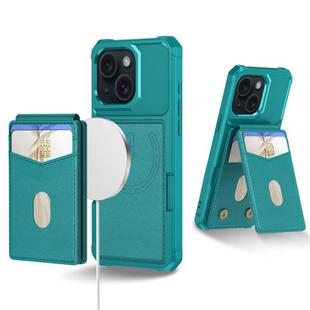 For iPhone 15 Plus 2-in-1 Magnetic Wallet MagSafe Leather Back Phone Case(Green)