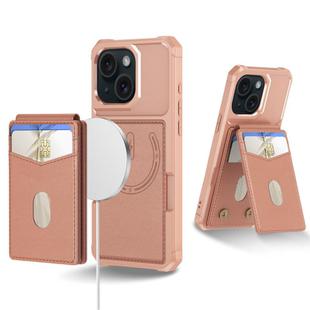 For iPhone 14 2-in-1 Magnetic Wallet MagSafe Leather Back Phone Case(Pink)