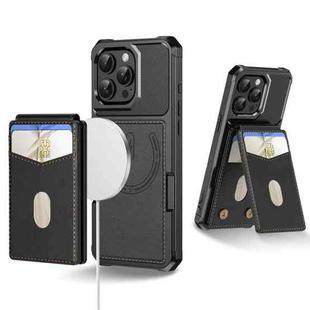 For iPhone 13 Pro 2-in-1 Magnetic Wallet MagSafe Leather Back Phone Case(Black)